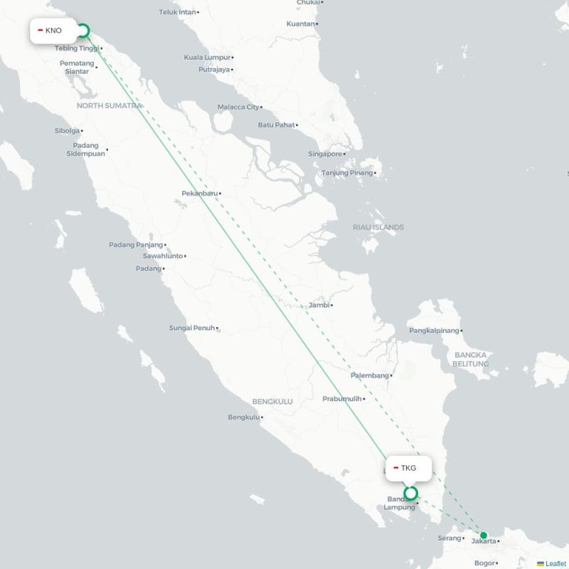 KNO - TKG route map