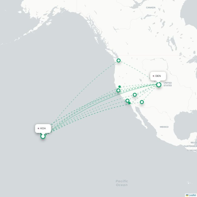 KOA - DEN route map