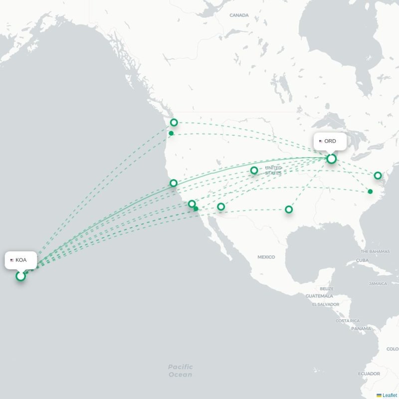 KOA - ORD route map