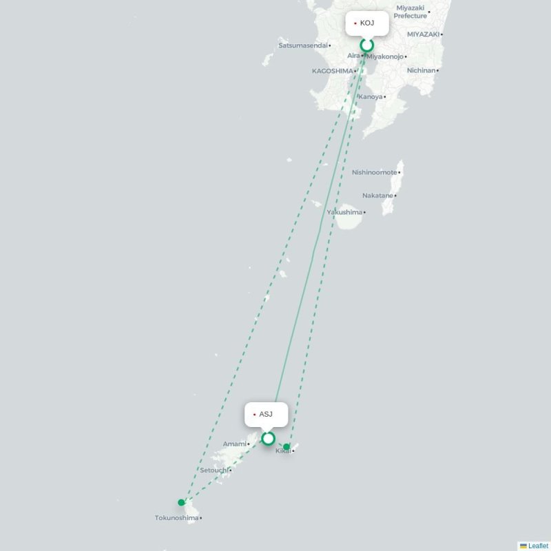 KOJ - ASJ route map
