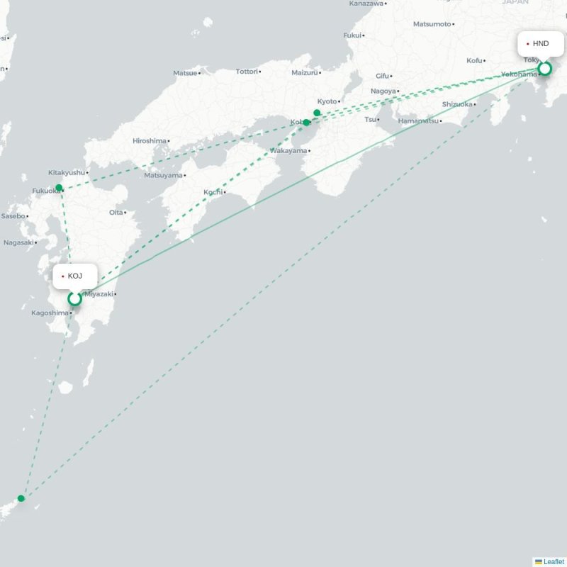KOJ - HND route map