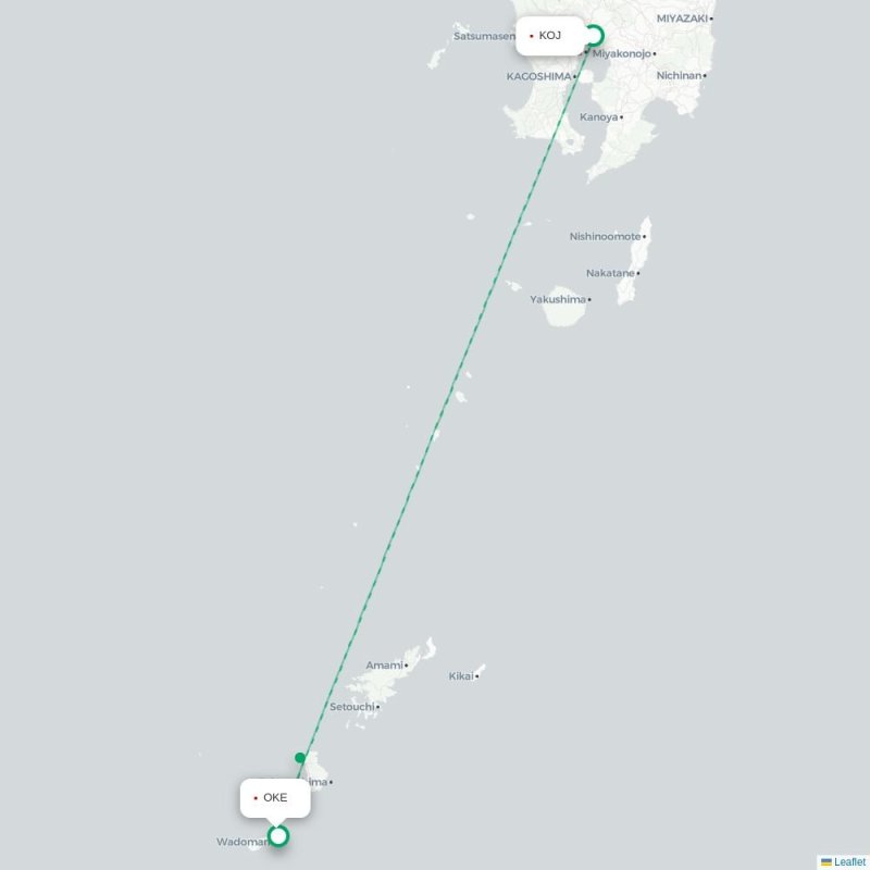 KOJ - OKE route map