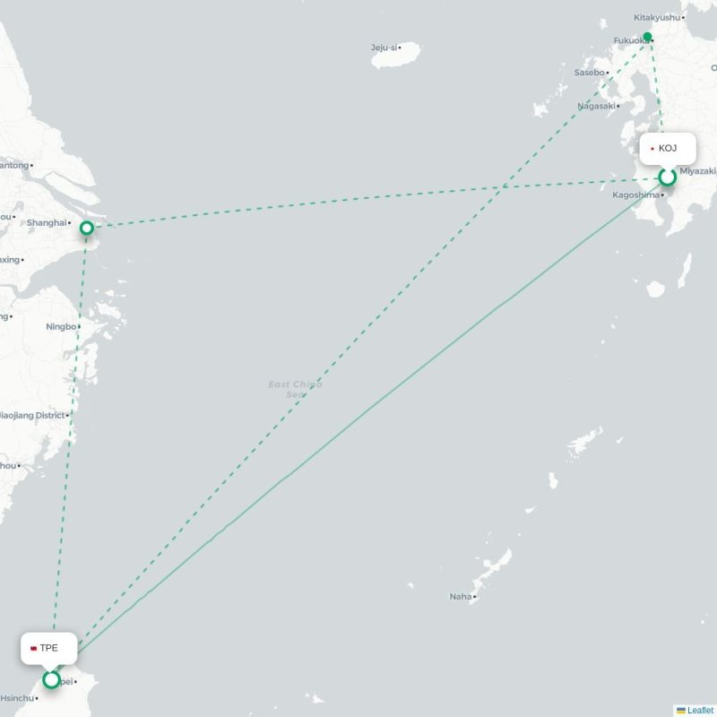 KOJ - TPE route map