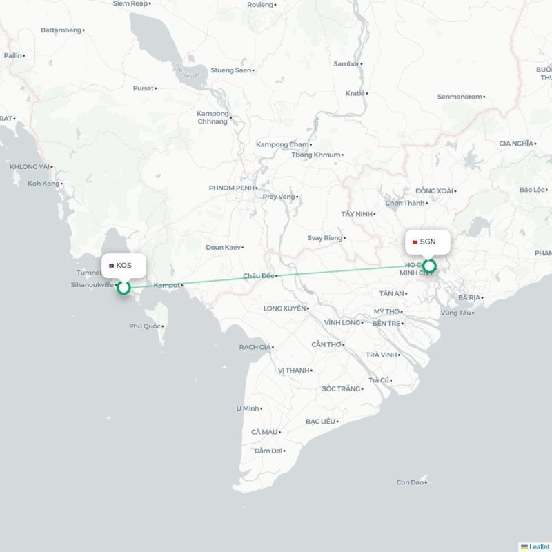 KOS - SGN route map