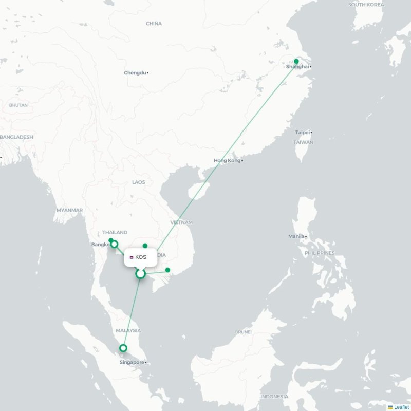 KOS - KMG route map