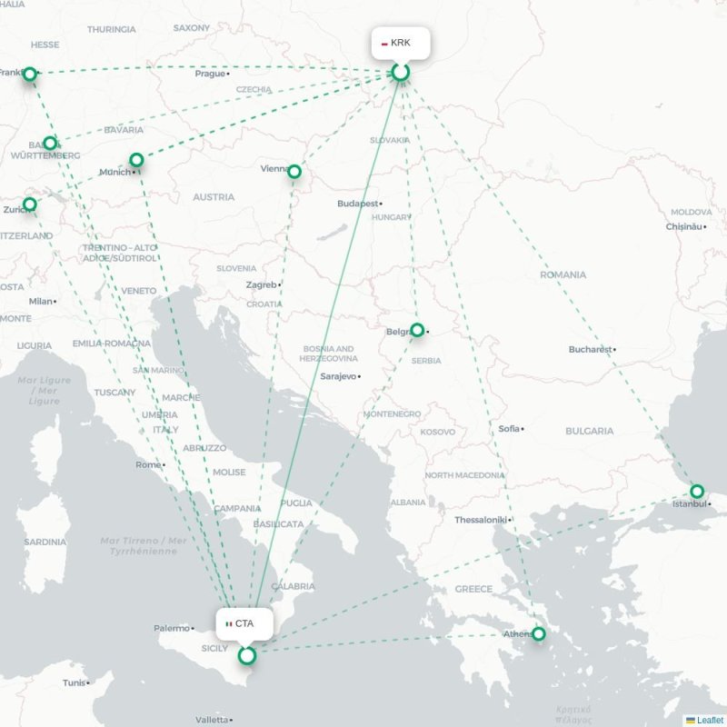KRK - CTA route map