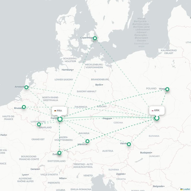 KRK - FRA route map