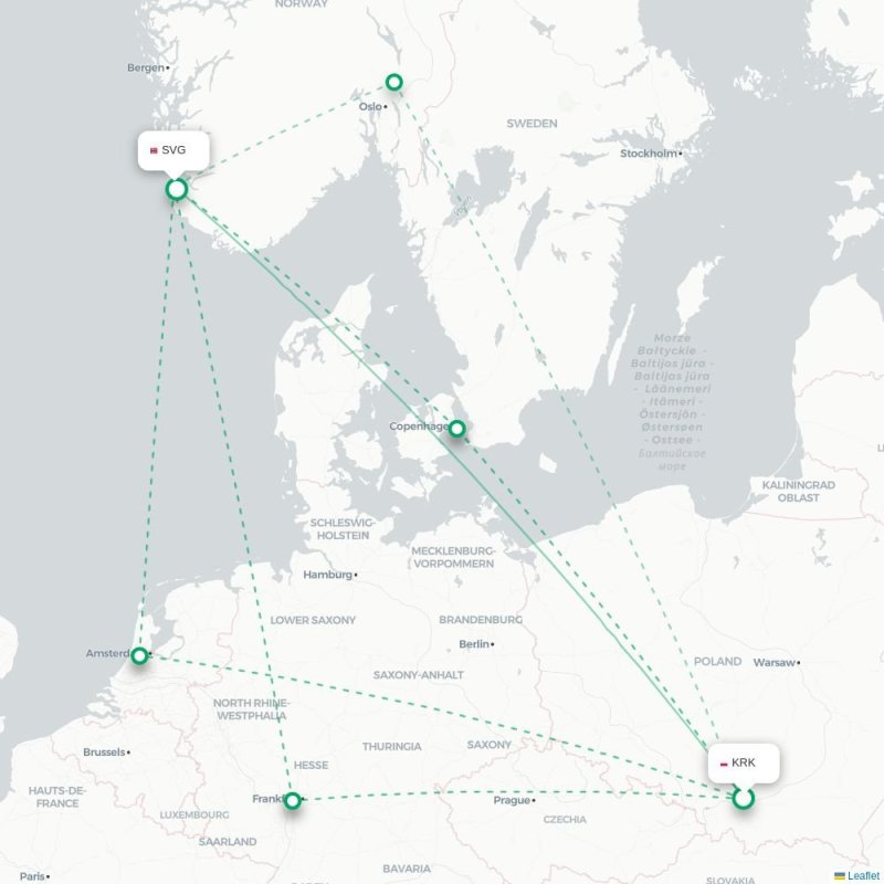 KRK - SVG route map