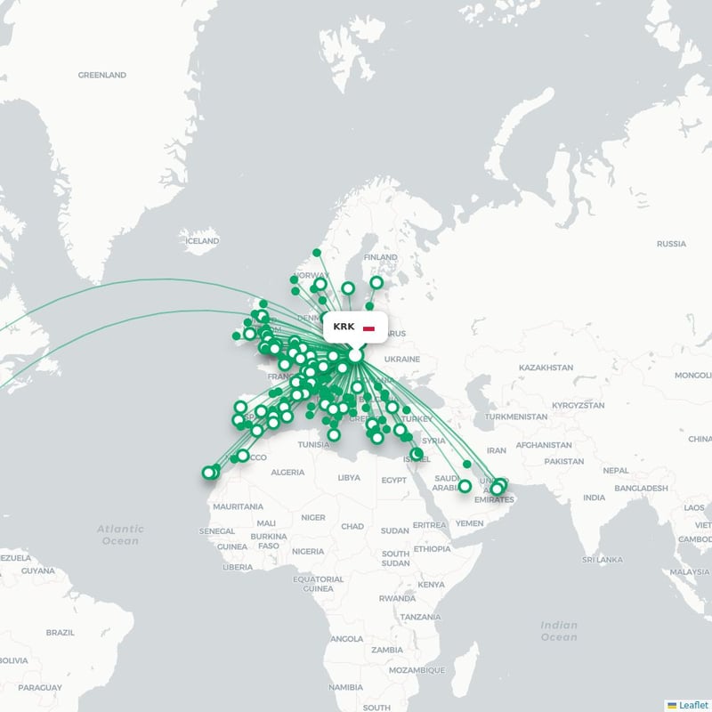 Route map Krakow  KRK 
