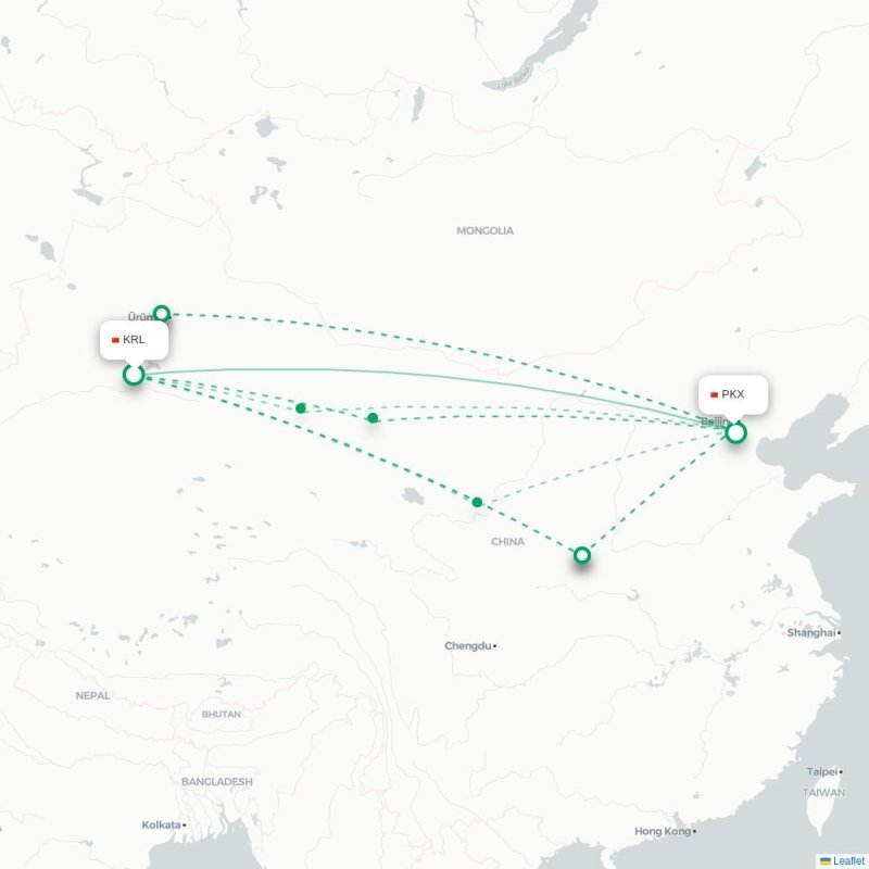 KRL - PKX route map