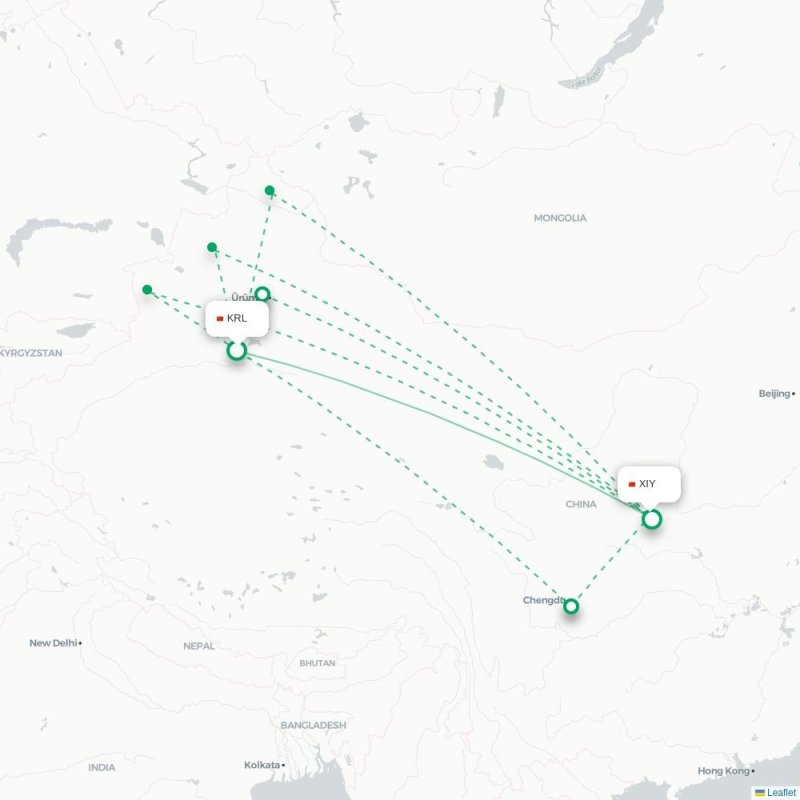 KRL - XIY route map
