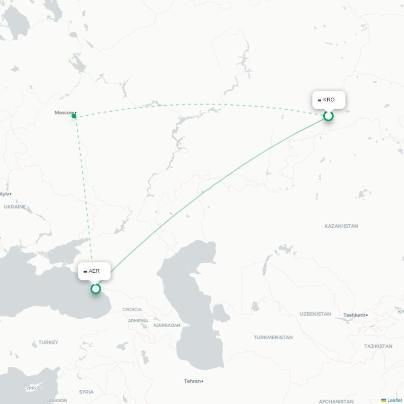 KRO - AER route map