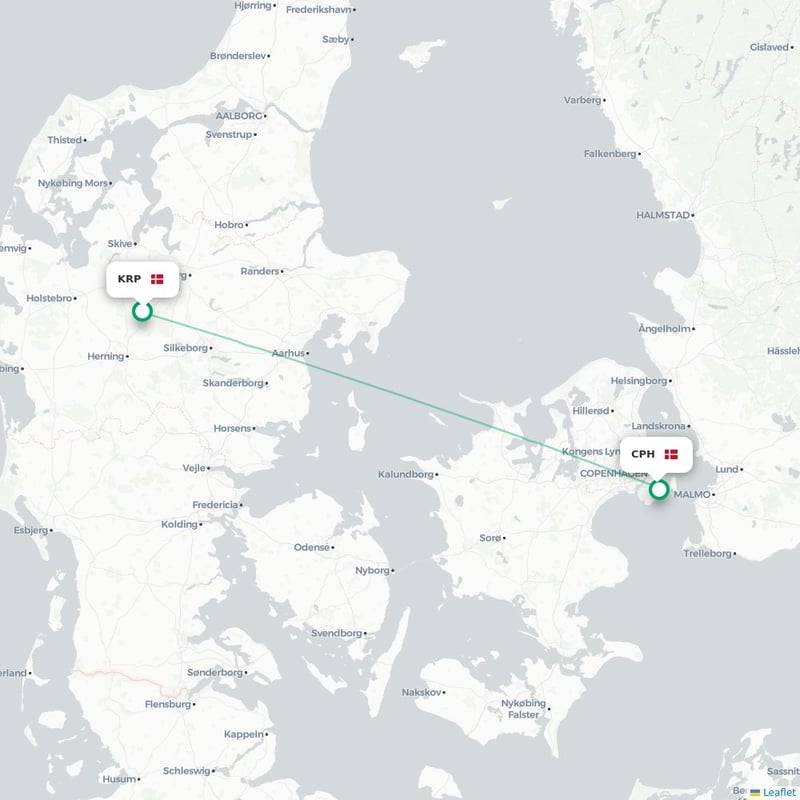 Route map Karup  KRP 
