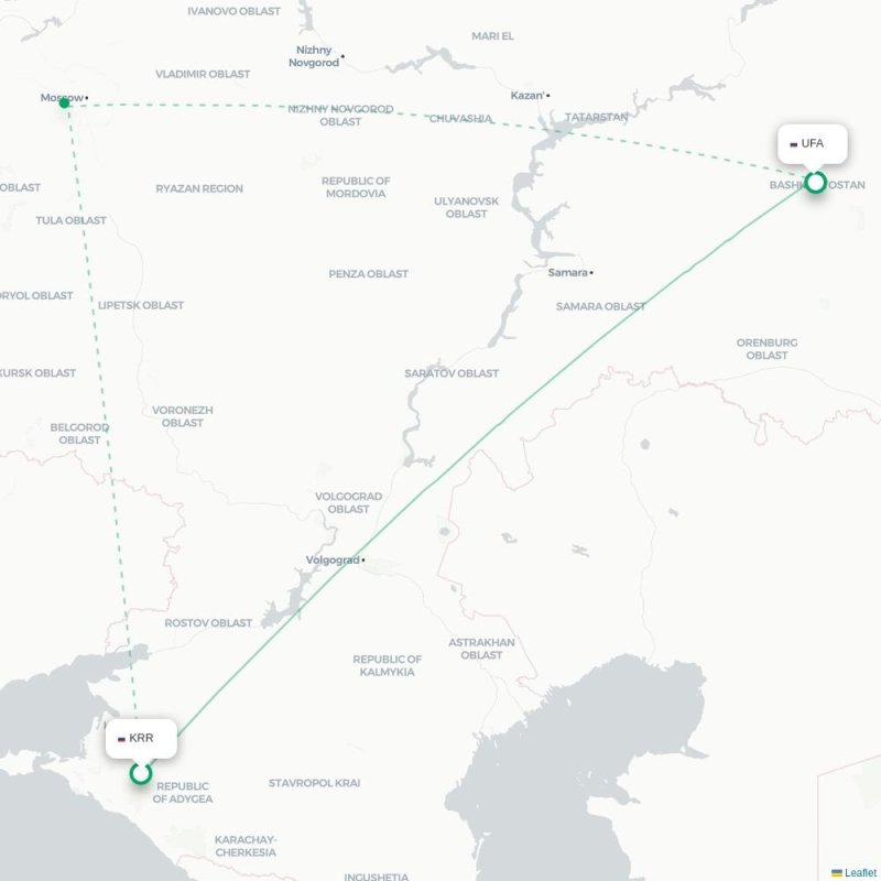 KRR - UFA route map