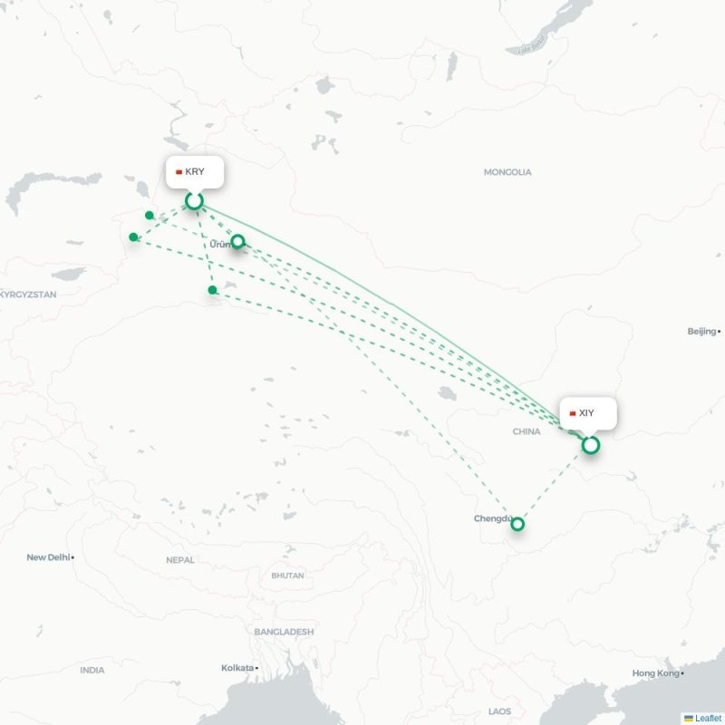 KRY - XIY route map