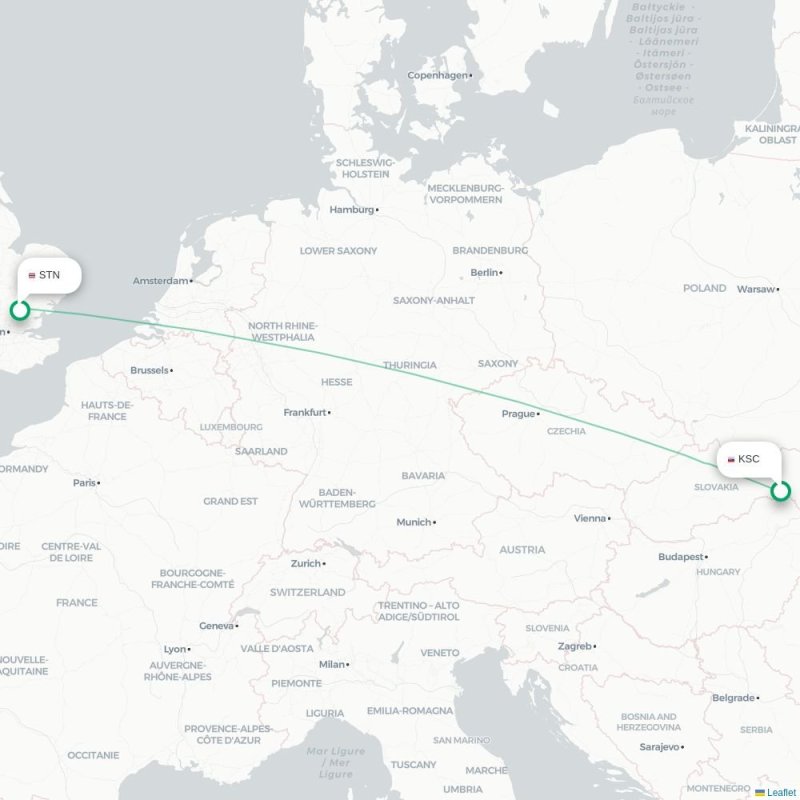 KSC - STN route map