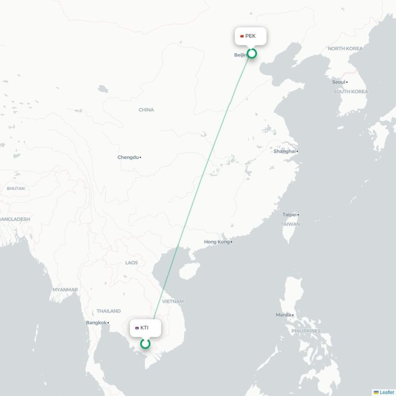 KTI - PEK route map