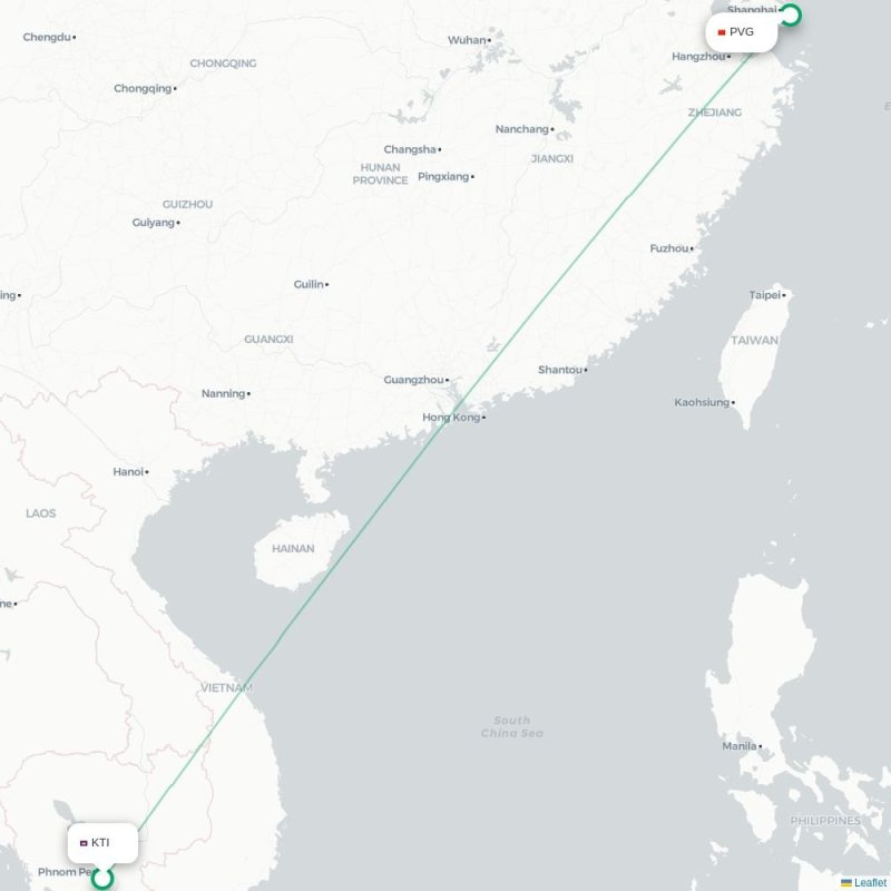 KTI - PVG route map