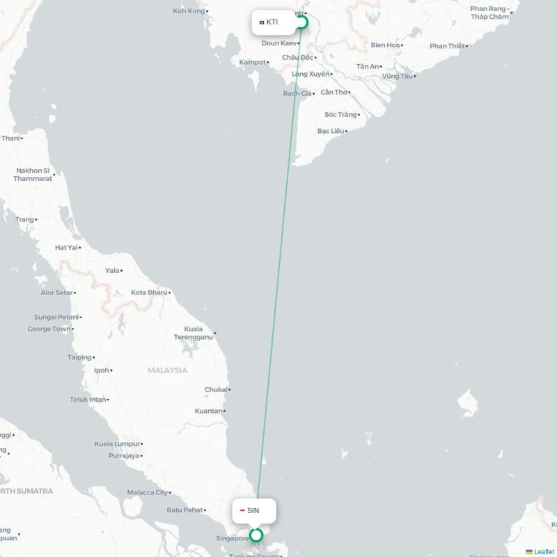 KTI - SIN route map