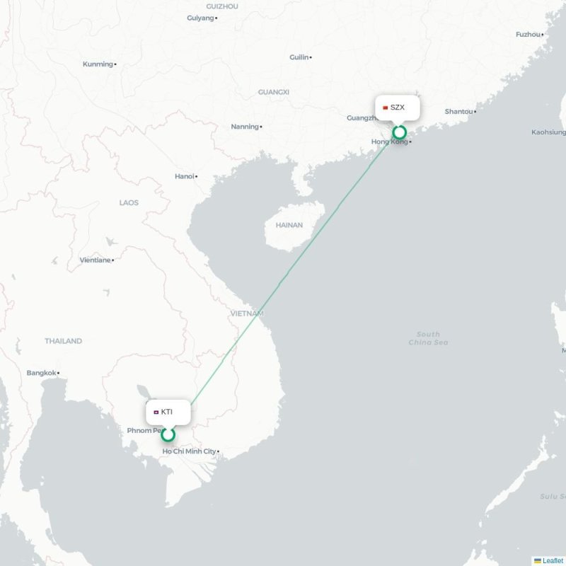 KTI - SZX route map