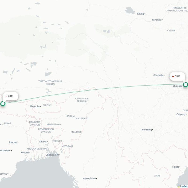 KTM - CKG route map