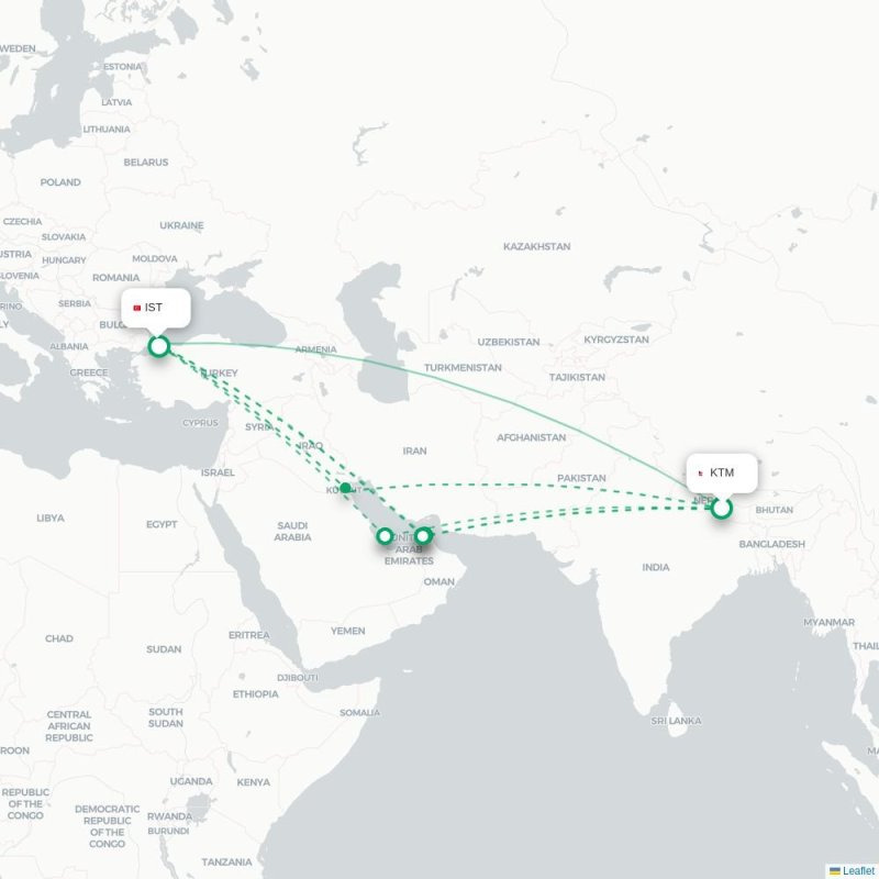 KTM - IST route map