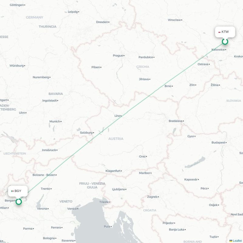 KTW - BGY route map