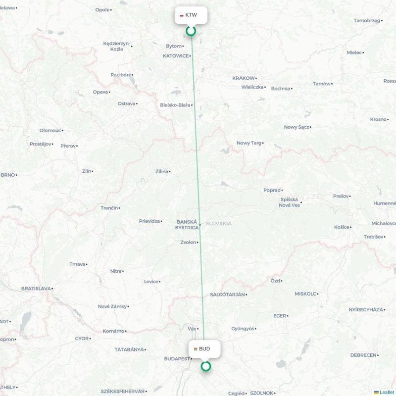 KTW - BUD route map
