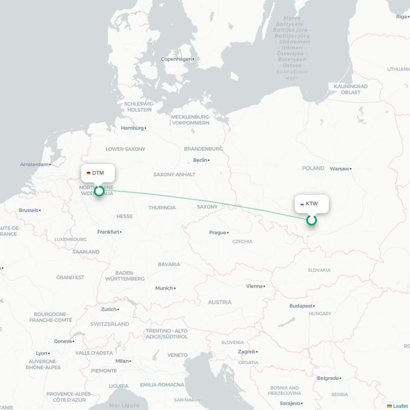 KTW - DTM route map