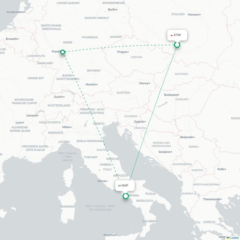 KTW - NAP route map