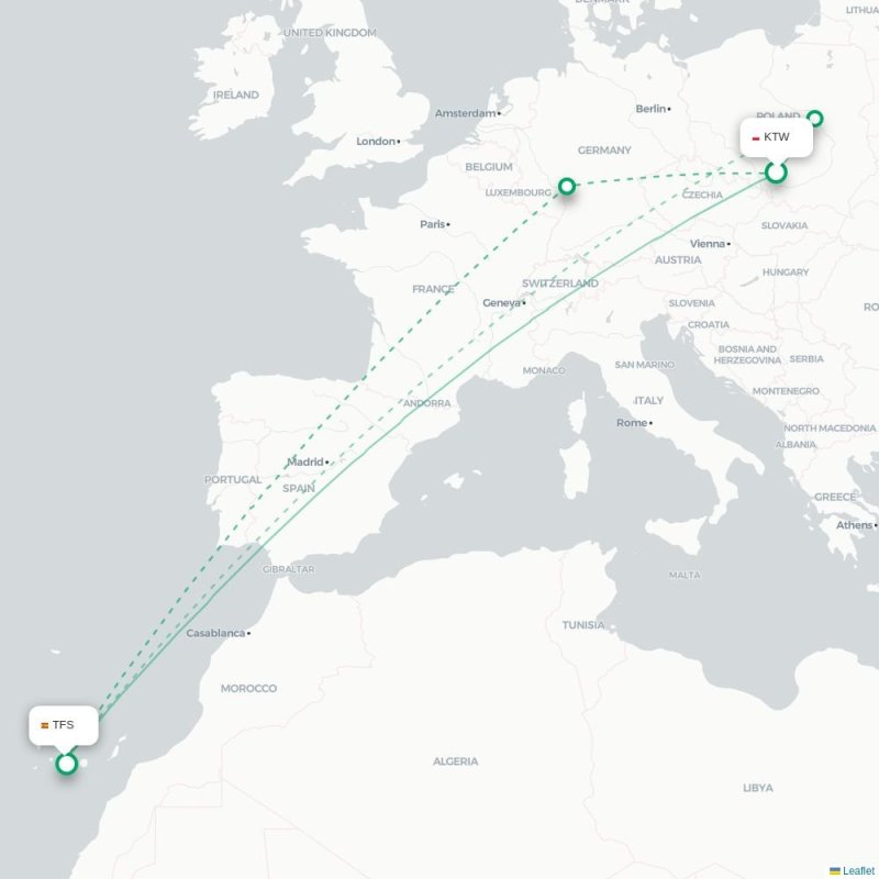 KTW - TFS route map