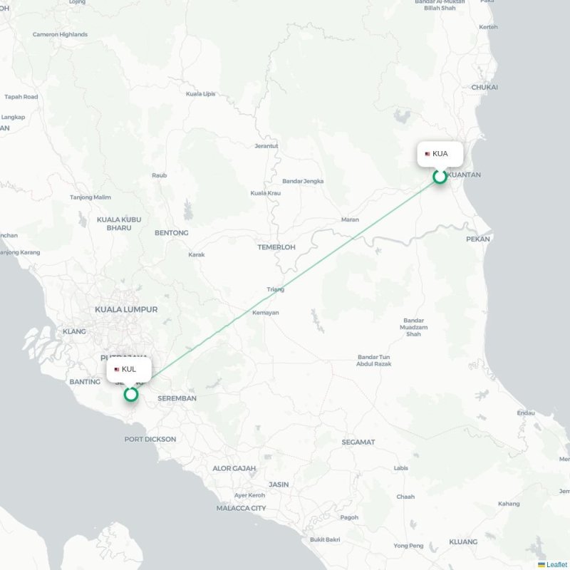 KUA - KUL route map