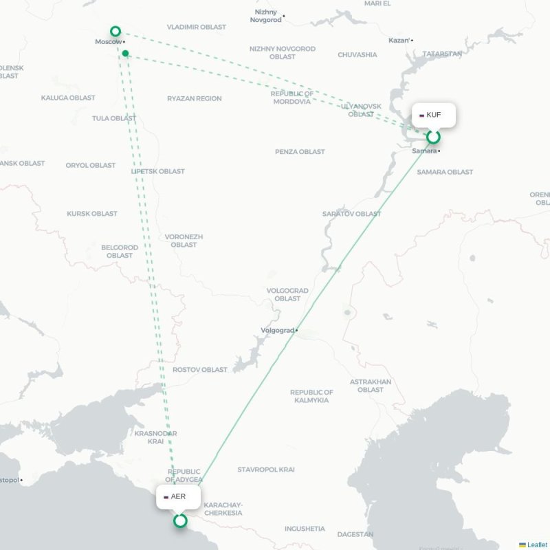KUF - AER route map