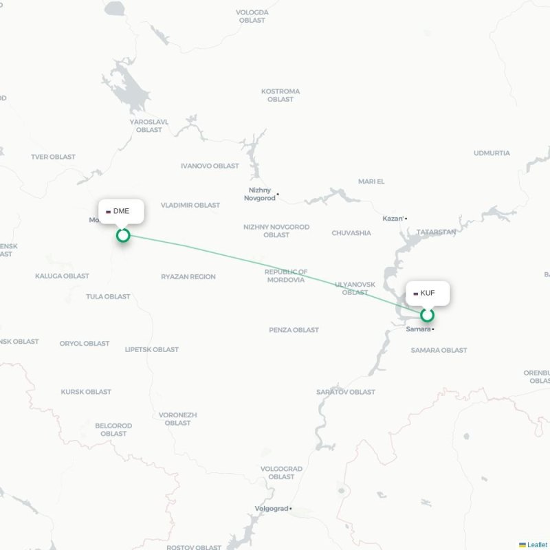 KUF - DME route map