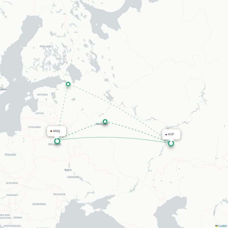 KUF - MSQ route map