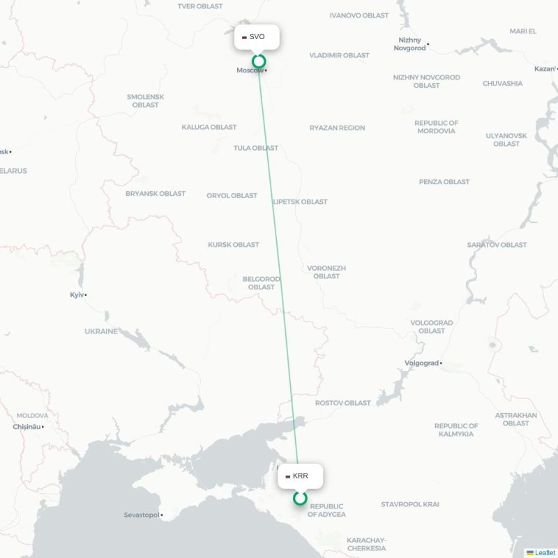 KUF - SVO route map