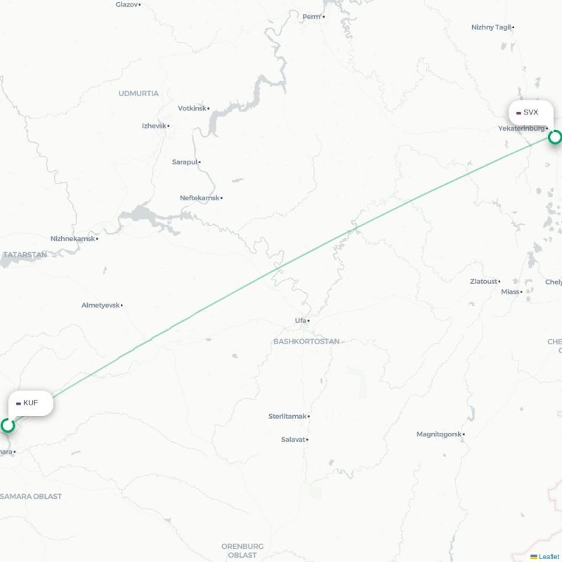 KUF - SVX route map