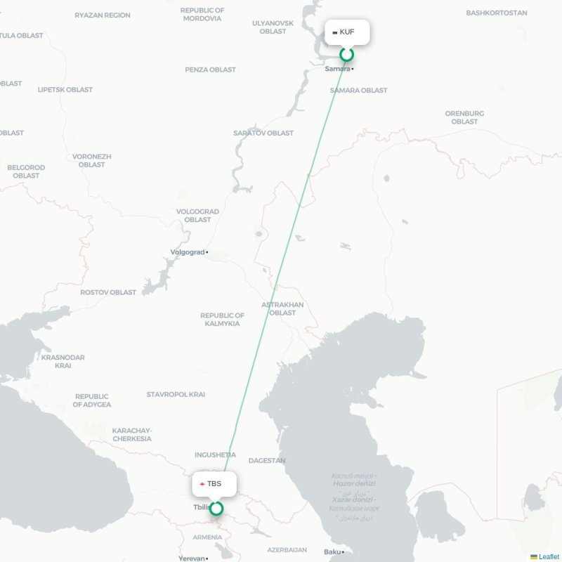 KUF - TBS route map