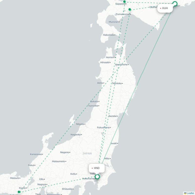 KUH - HND route map