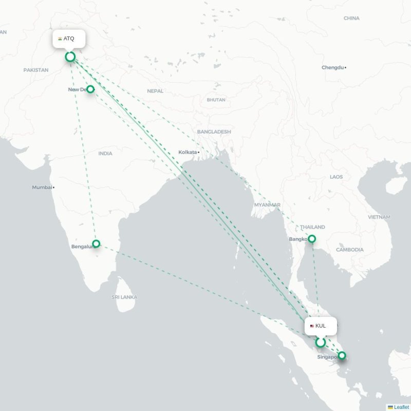 KUL - ATQ route map