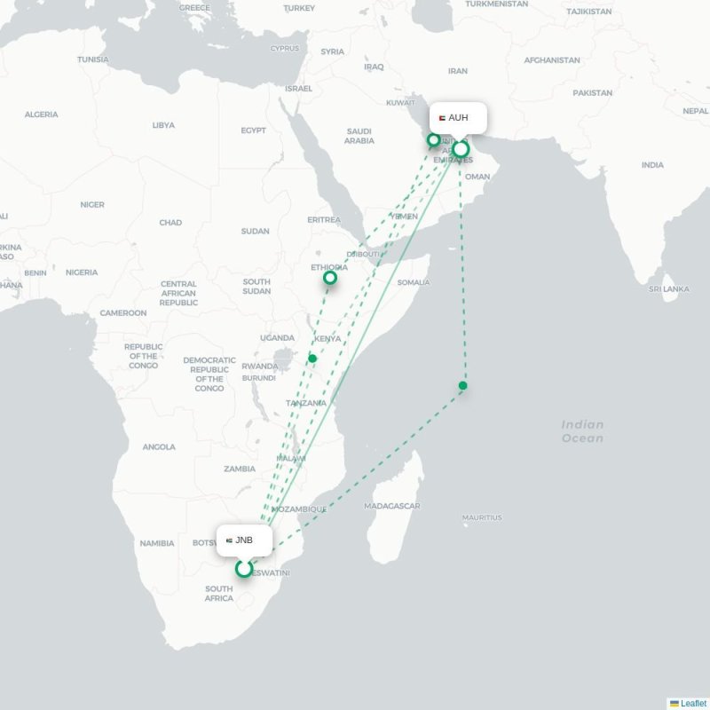 KUL - AUH route map