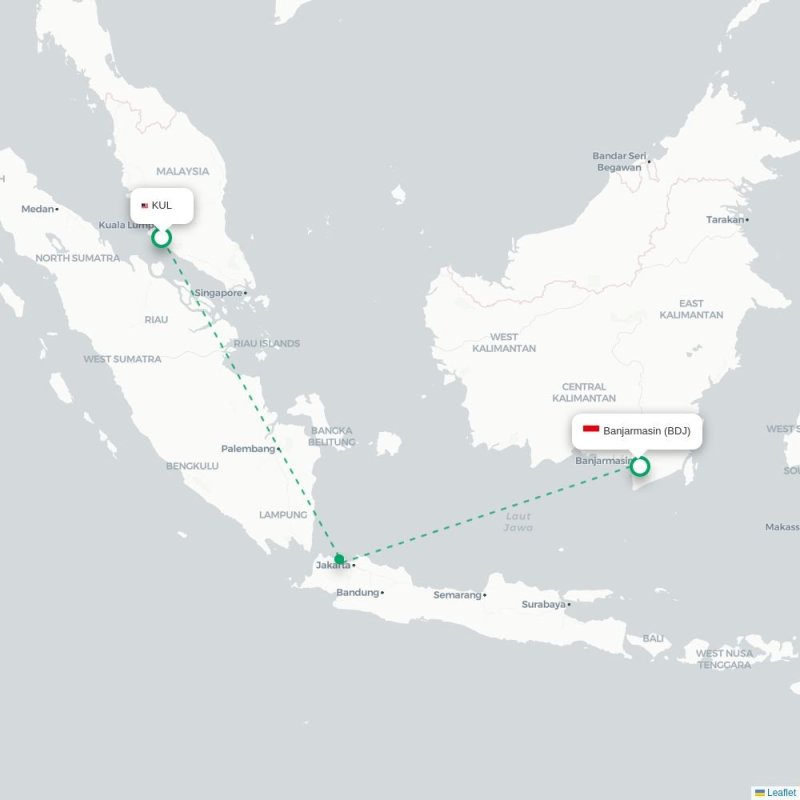 KUL - BDJ route map
