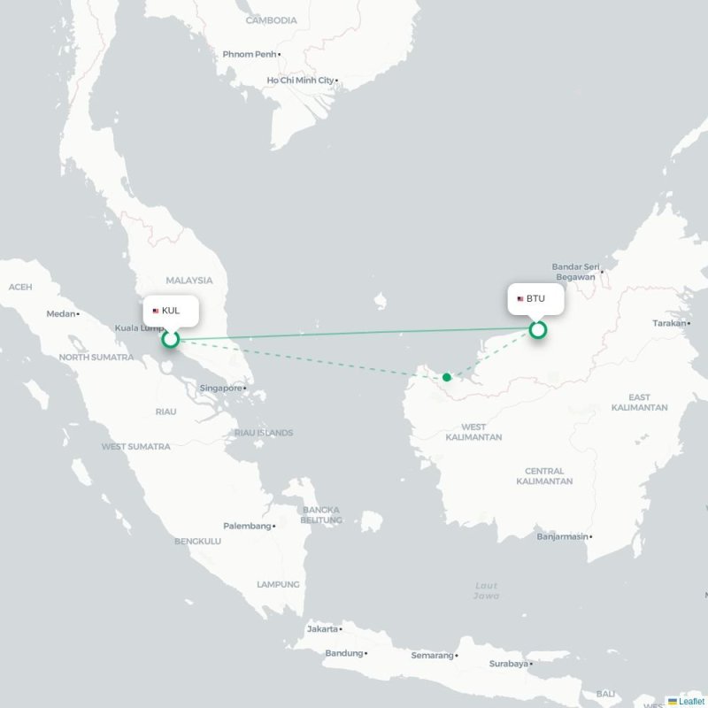 KUL - BTU route map