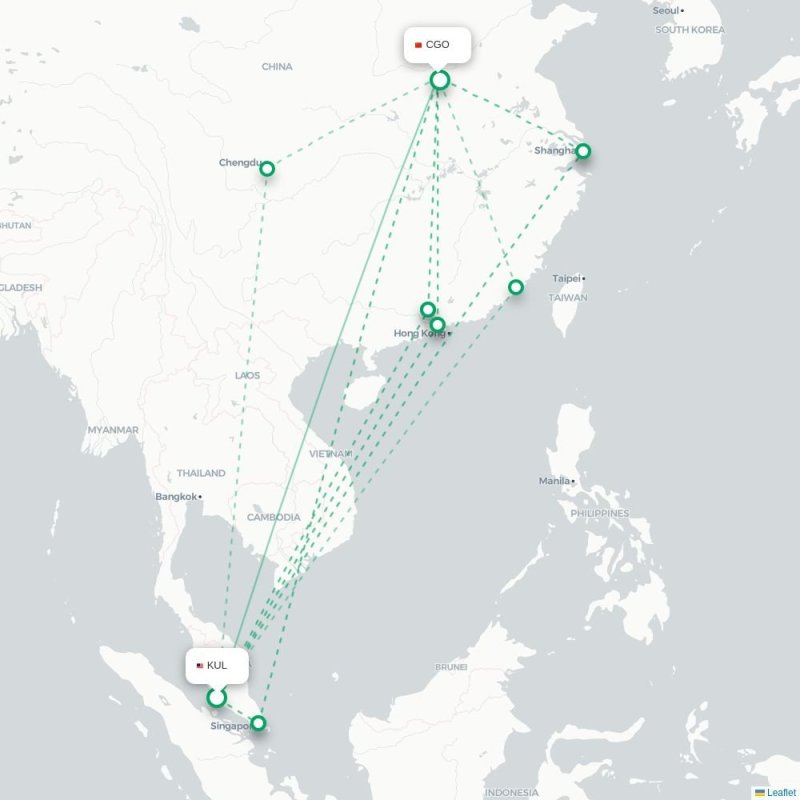 KUL - CGO route map