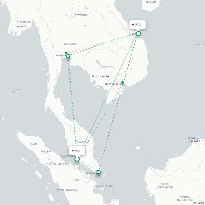 KUL - DAD route map