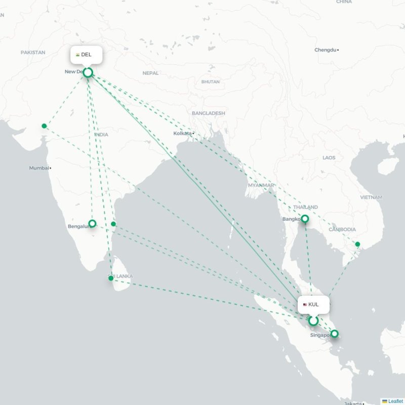 KUL - DEL route map