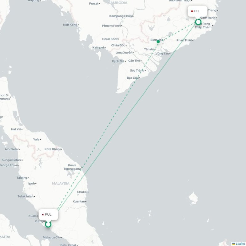 KUL - DLI route map