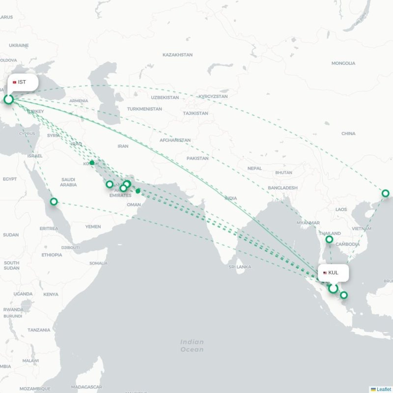 KUL - IST route map