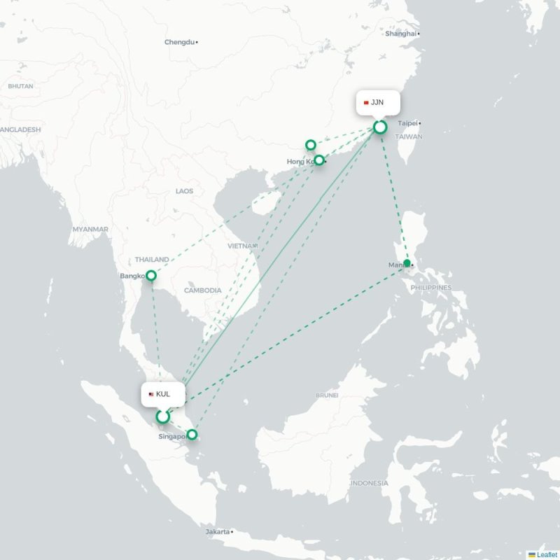 KUL - JJN route map