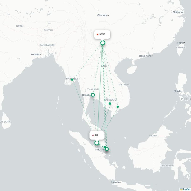 KUL - KMG route map